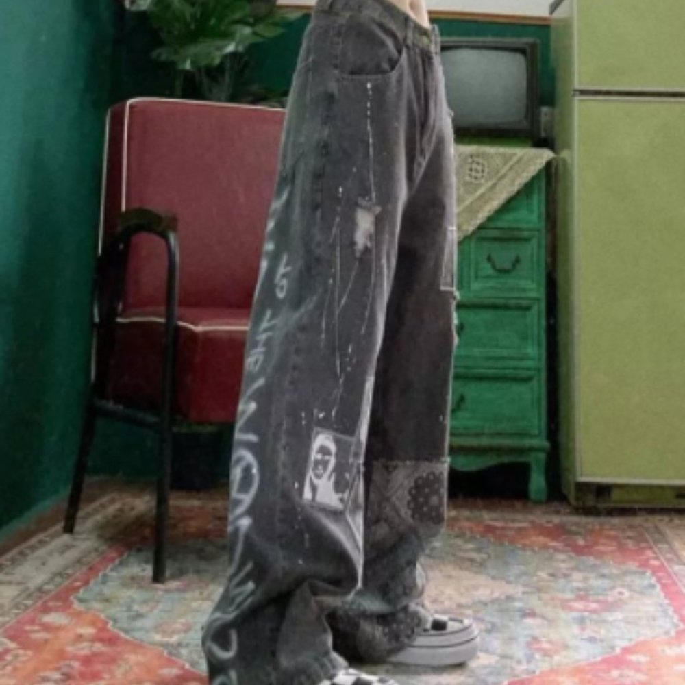 Casual funny goth pants summer jeans